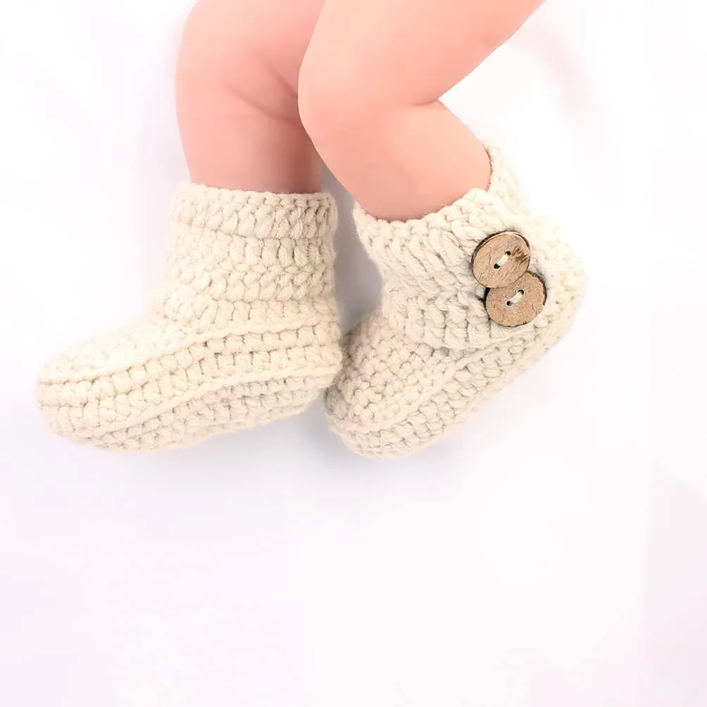 Knit Crochet Baby Booties Newborn Socks Handmade Shoes Deep