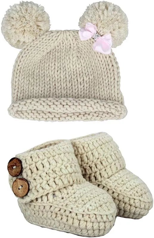 Knit Crochet Baby Booties Newborn Socks Handmade Shoes Deep