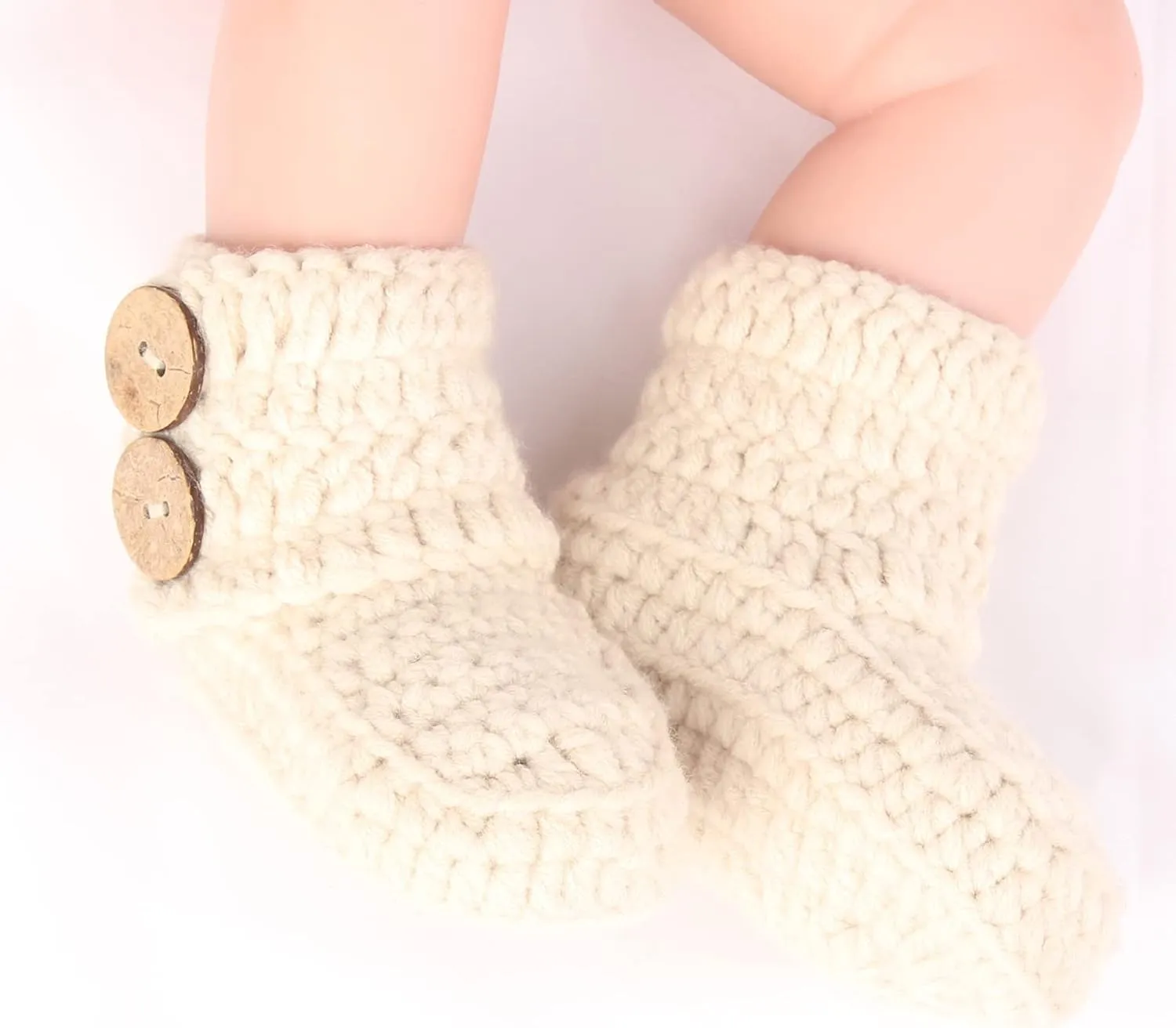 Knit Crochet Baby Booties Newborn Socks Handmade Shoes Deep