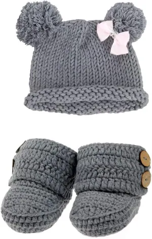Knit Crochet Baby Booties Newborn Socks Handmade Shoes Deep
