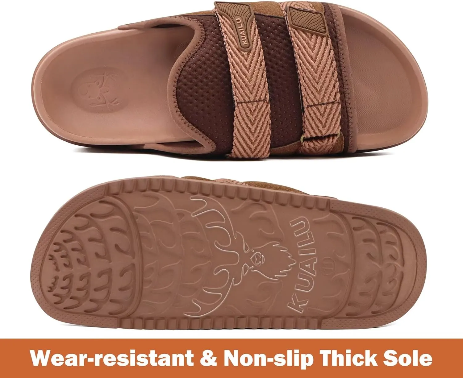 KuaiLu Mens Orthotic Sandals Comfortable Arch Support Fabric Sandal Slippers Shoes Man Casual Summer Cushion Slides Slip On Indoor Outdoor - Ultra-soft Comfort Fit Footbed
