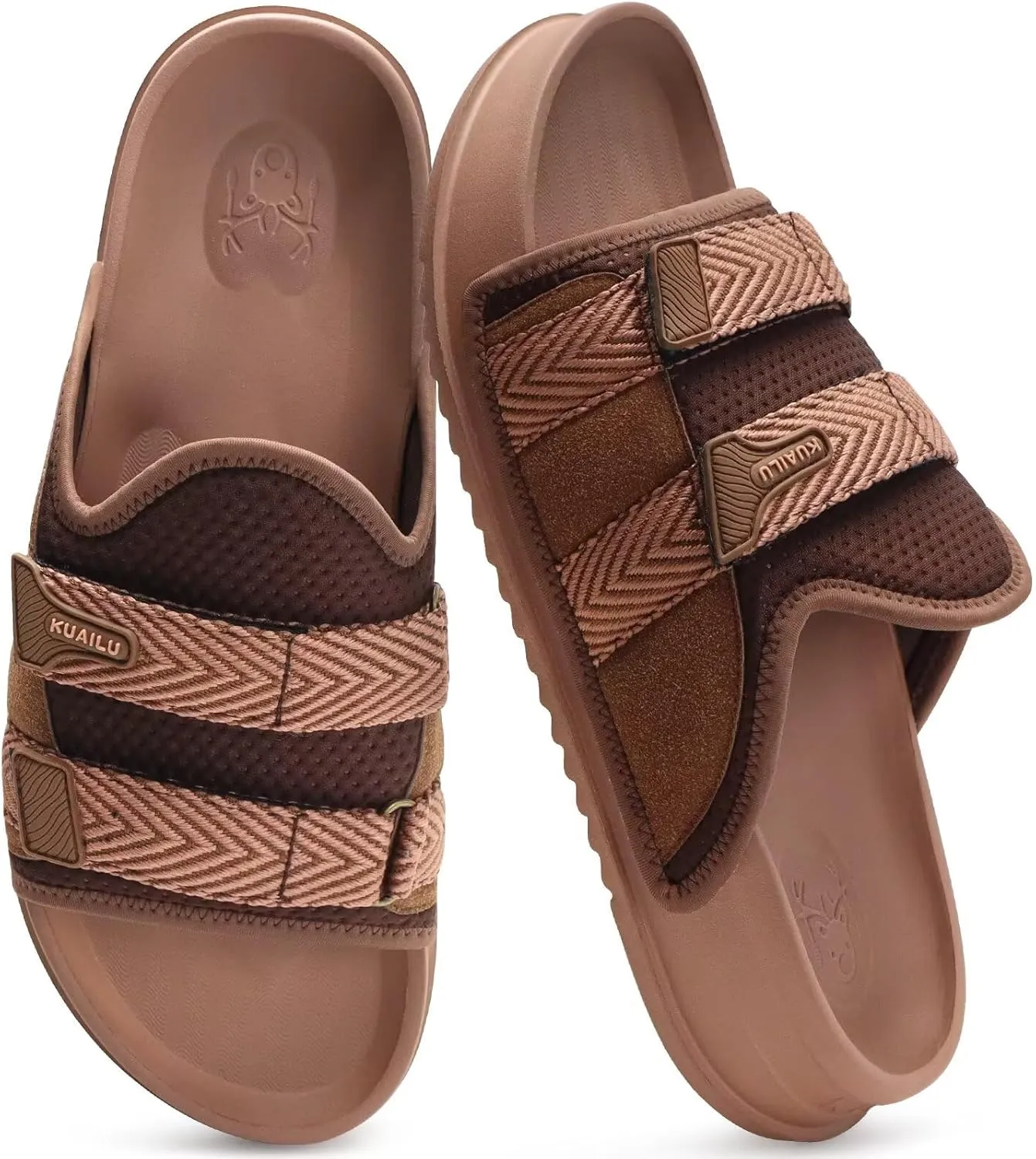 KuaiLu Mens Orthotic Sandals Comfortable Arch Support Fabric Sandal Slippers Shoes Man Casual Summer Cushion Slides Slip On Indoor Outdoor - Ultra-soft Comfort Fit Footbed