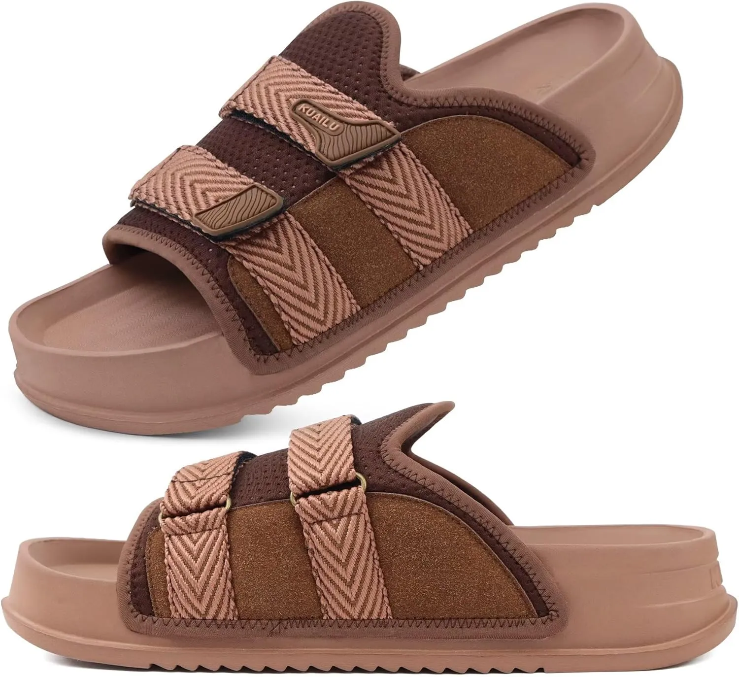 KuaiLu Mens Orthotic Sandals Comfortable Arch Support Fabric Sandal Slippers Shoes Man Casual Summer Cushion Slides Slip On Indoor Outdoor - Ultra-soft Comfort Fit Footbed