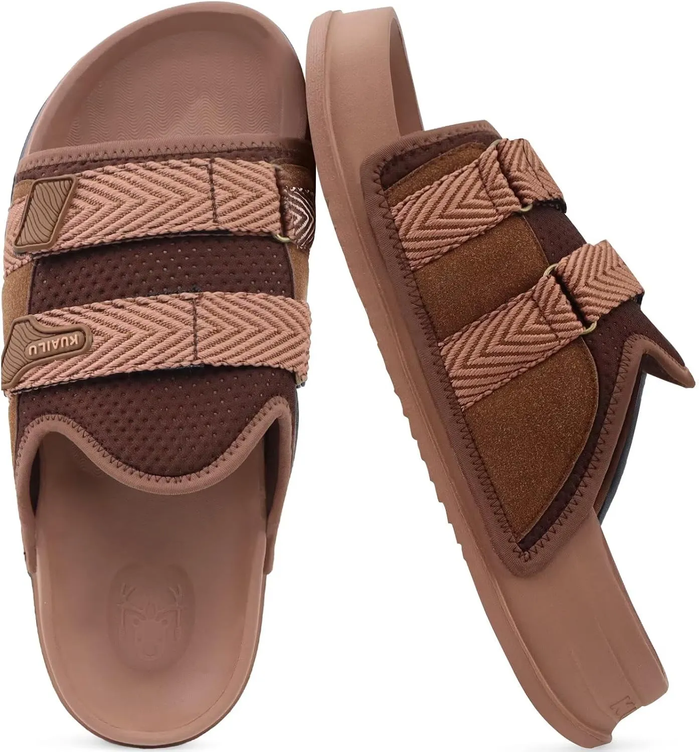 KuaiLu Mens Orthotic Sandals Comfortable Arch Support Fabric Sandal Slippers Shoes Man Casual Summer Cushion Slides Slip On Indoor Outdoor - Ultra-soft Comfort Fit Footbed