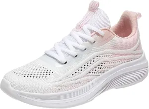 Ladies Mesh Breathable Non Slip Casual Walking Shoes Simple Comfortable Lighweight Sneakers Low Top Soft Sole Cute Fashion Outdoor Sports Shoes for Women