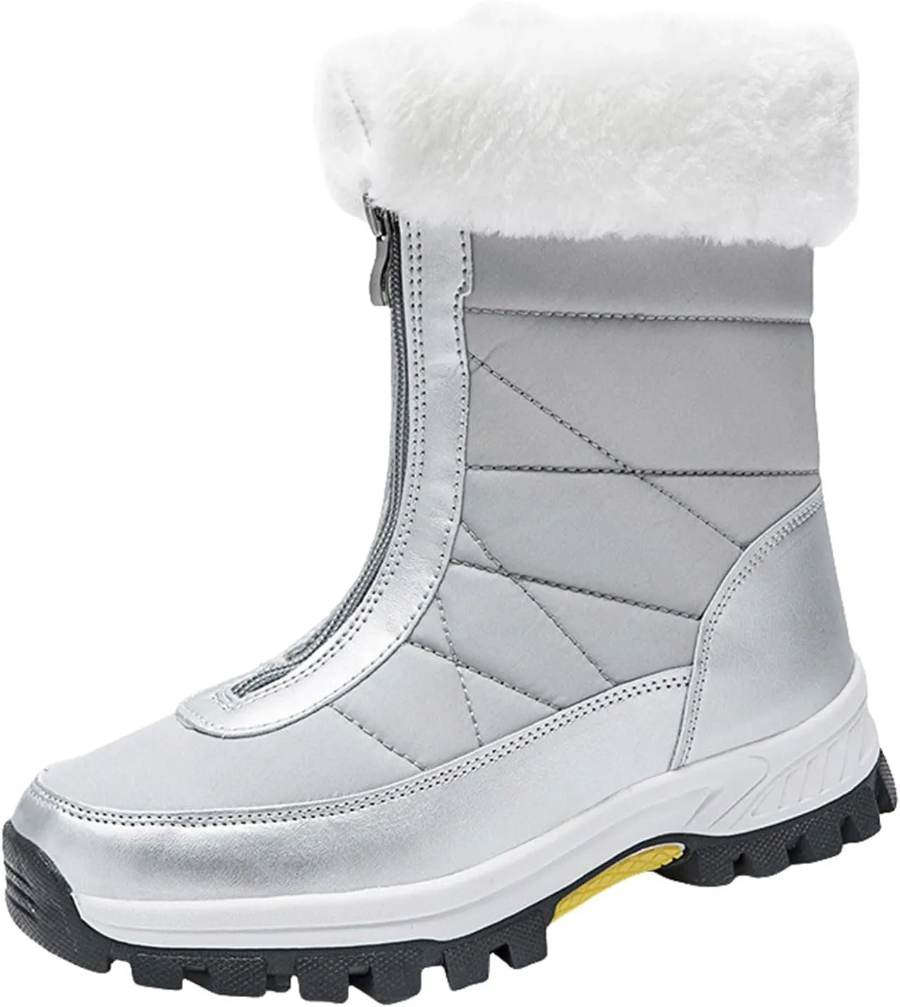 Ladies' Midsole Snow Boots With Front Zipper Large Size Cold And Warm Cotton Boots With Plush Snow Boots Women