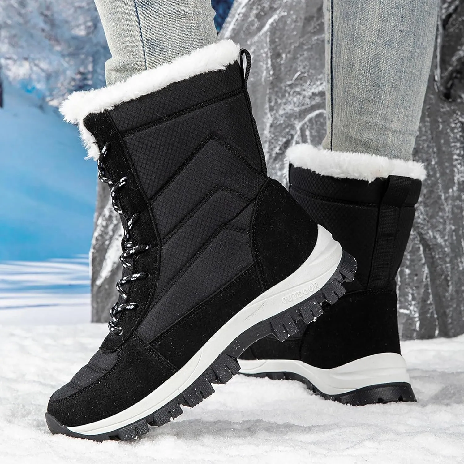 Ladies Snow Boots Snow Boots Female Winter Padded Thickened Winter Thick Bottom Northeast Warm Women's Snow