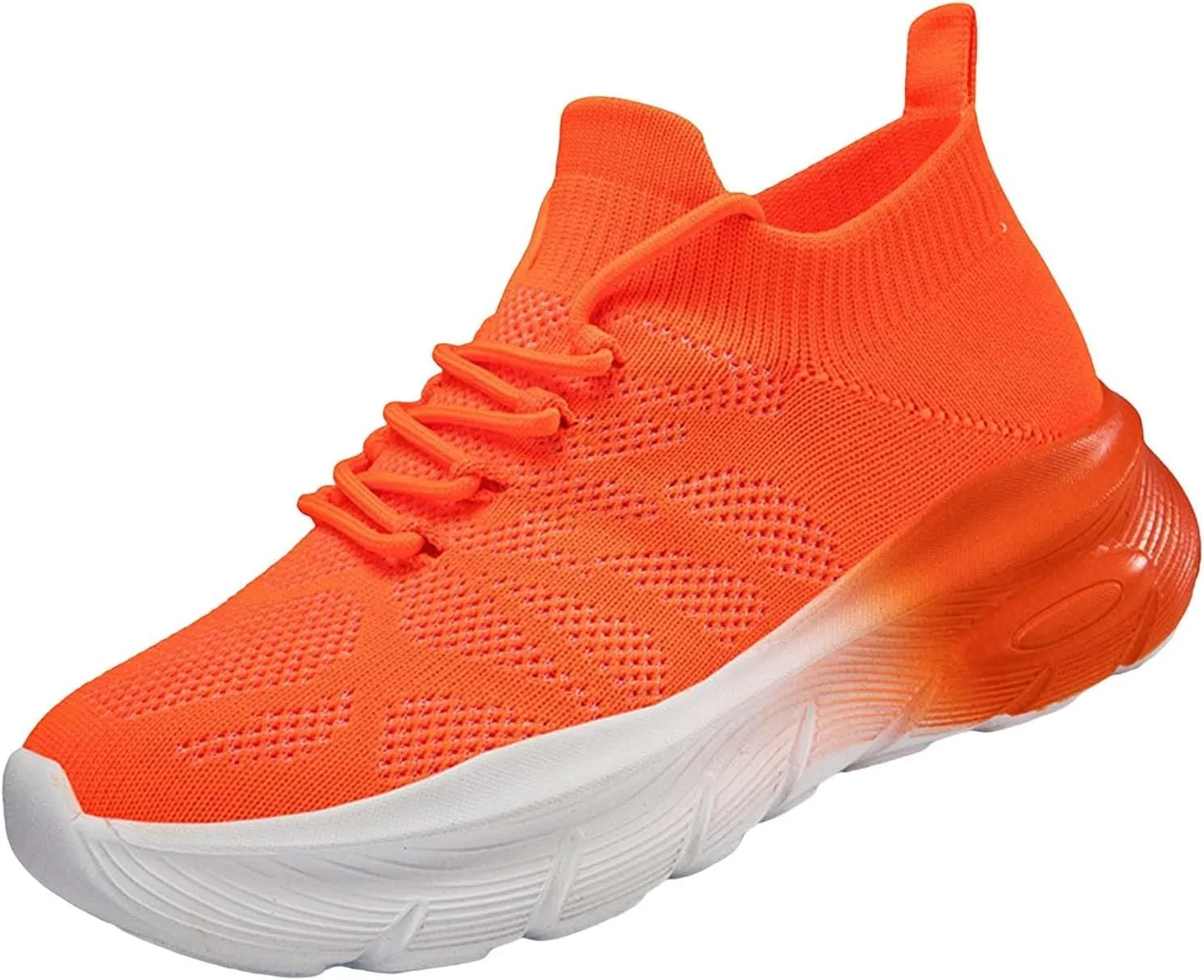 Ladies Woven Sneakers Lace-up Breathable Soft Thick Sole Walking Running Shoes Comfortable Tennis Shoes Non Slip Casual Womens Sneakers with Arch Support