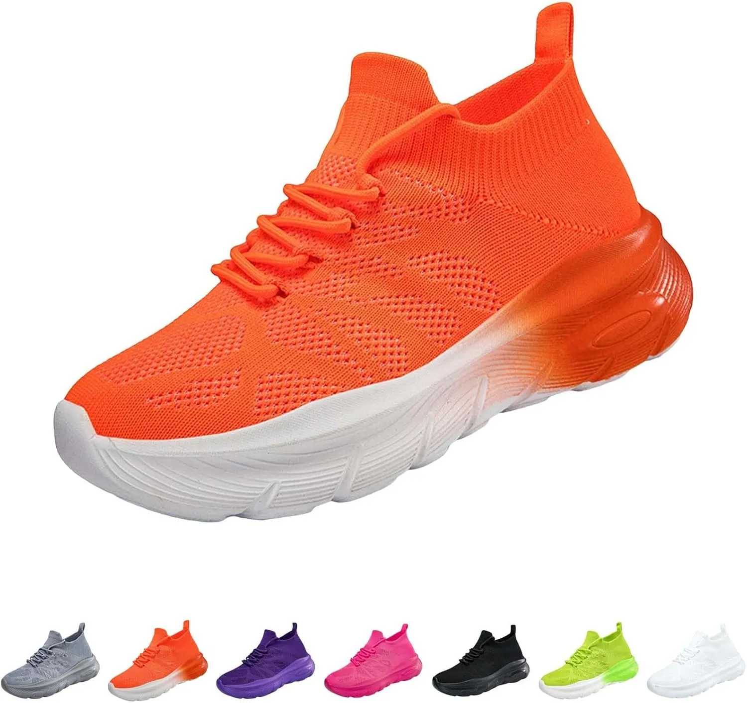Ladies Woven Sneakers Lace-up Breathable Soft Thick Sole Walking Running Shoes Comfortable Tennis Shoes Non Slip Casual Womens Sneakers with Arch Support
