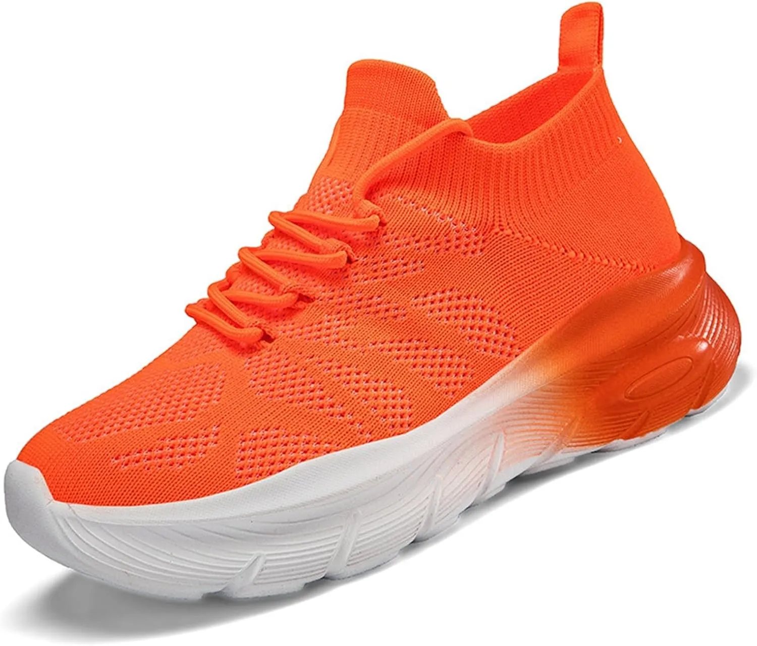 Ladies Woven Sneakers Lace-up Breathable Soft Thick Sole Walking Running Shoes Comfortable Tennis Shoes Non Slip Casual Womens Sneakers with Arch Support