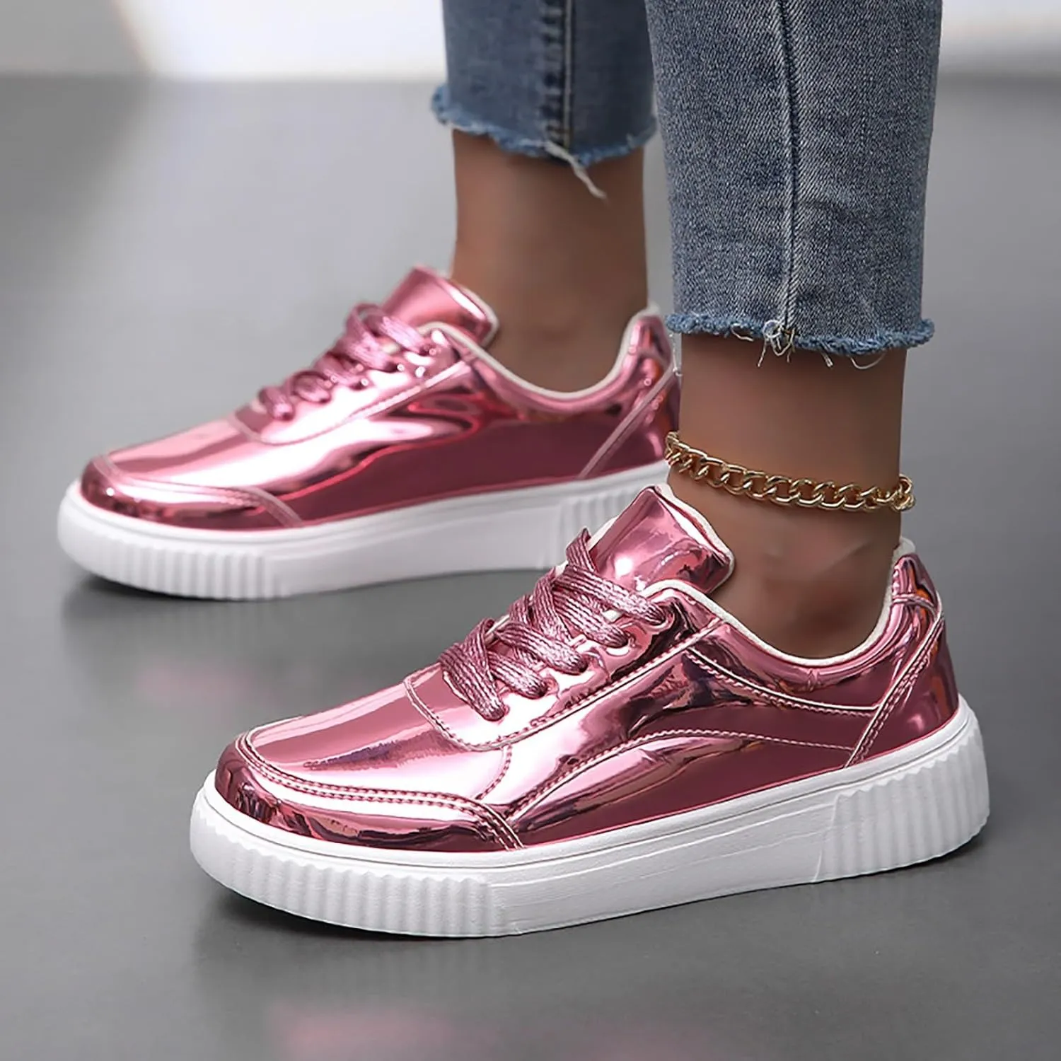 Light Womens Running Shoes Fashion Breathable Lace up Casual Summer Comfortable Outdoor Flat Bottom Walking Running Sneakers for Ladies