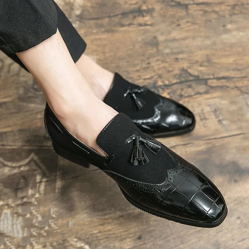 Loafers Men Casual Shoe Dress Shoes Formal Business Men Fashion Office Formal Oxfords with Tassel Slip On Pointed Toe