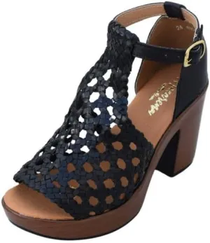 Macarena Collection Women's Flatform Wedge Casual Sandal Handmade Woven Leather Block Heel Sandals for Women - Mexican Artisan Crafted Style 4350