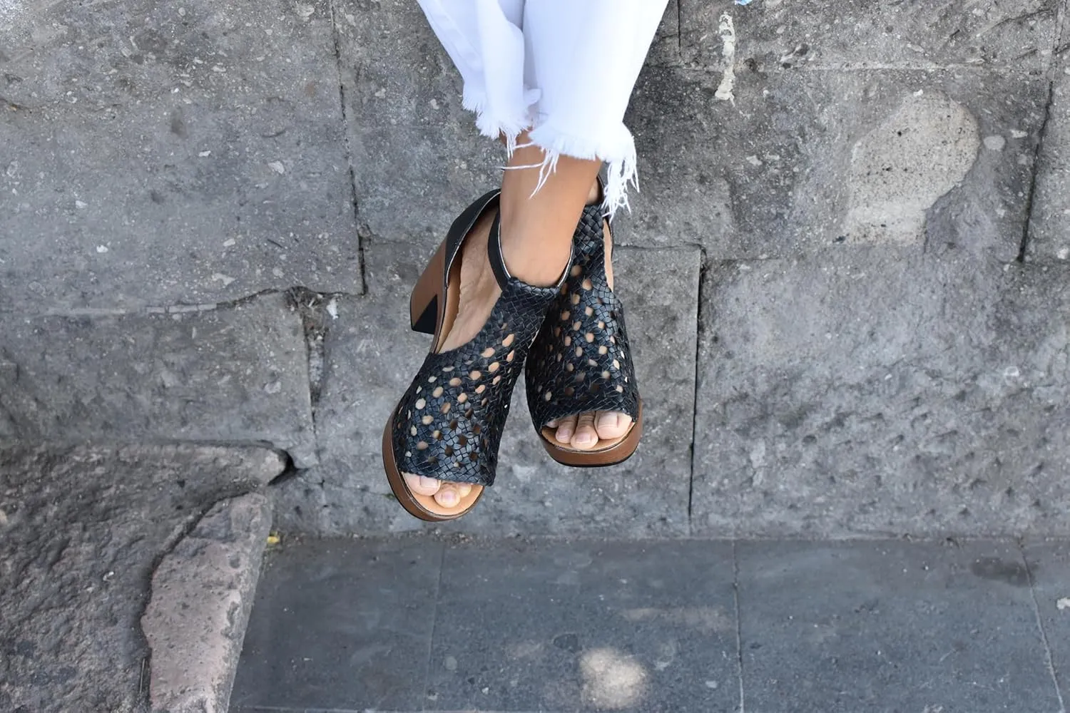 Macarena Collection Women's Flatform Wedge Casual Sandal Handmade Woven Leather Block Heel Sandals for Women - Mexican Artisan Crafted Style 4350