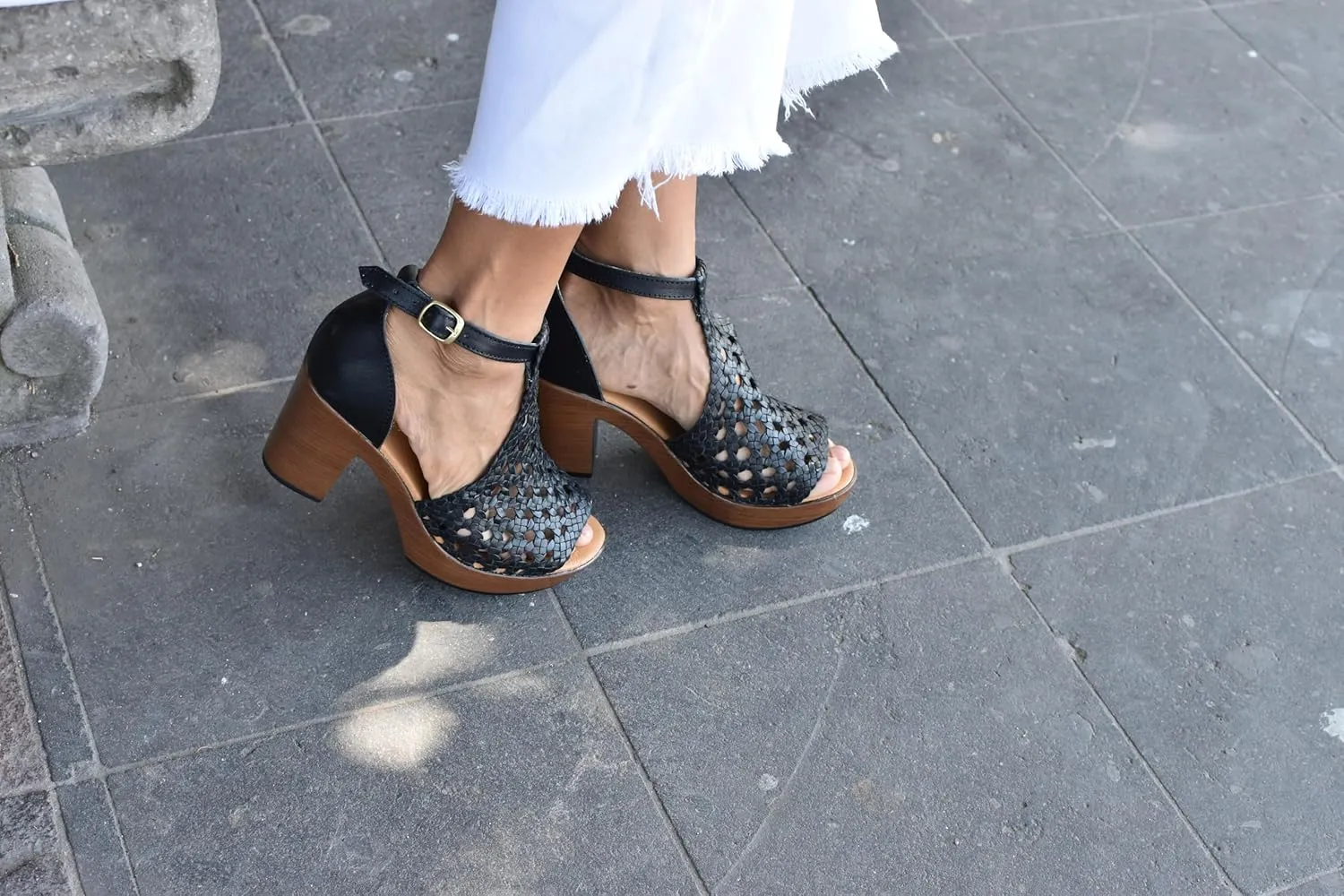 Macarena Collection Women's Flatform Wedge Casual Sandal Handmade Woven Leather Block Heel Sandals for Women - Mexican Artisan Crafted Style 4350
