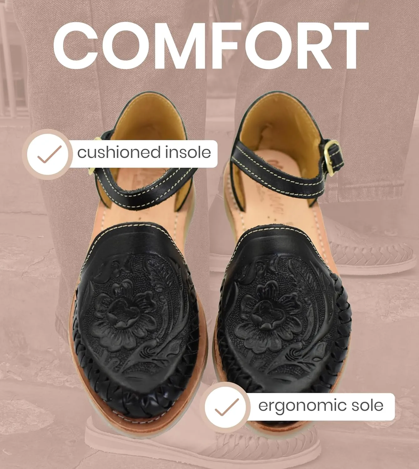 Macarena Collection Womens Shoes Leather Sandals Ankle for Women | Huarache Handmade Mexican Sandals Women | Comfortable & Stylish Womens Sandals 911