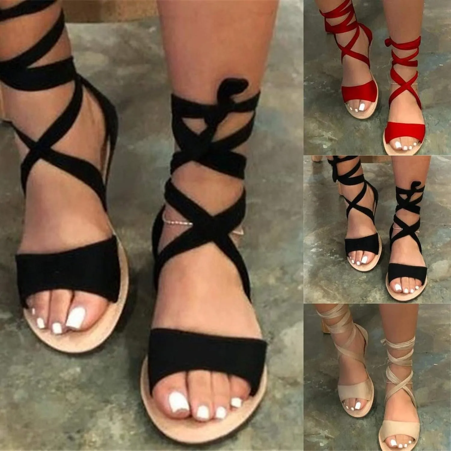 Masbird Sandals for Women Casual Summer,Women's Sandals Bohemian Beach Sandals Gladiator Sandals Retro Back Zip Flat Shoes