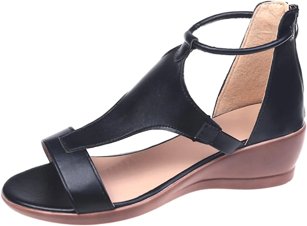 Masbird Wedge Sandals for Women Casual Summer Womens Sandals Wedges Platform High Ankle Strappy Open Toe Summer Beach Sandals