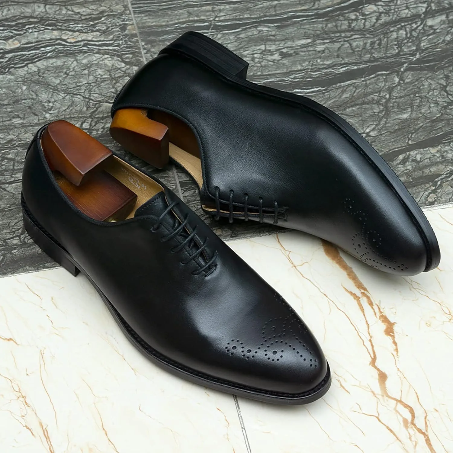Men Leather Lace Up Derbys Classic Work Oxfords Office Formal Wedding Dress Formal Shoes Breathable,Black-46