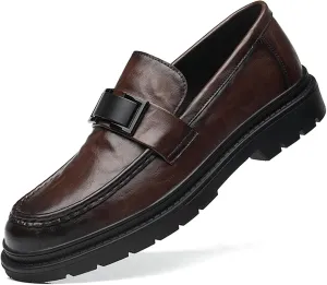 Men's Breathable Oxfords Formal Dress Business Oxford Shoes Fashion Slip-On Round Toe Classic Modern Formal Leather Shoes Casual Loafers