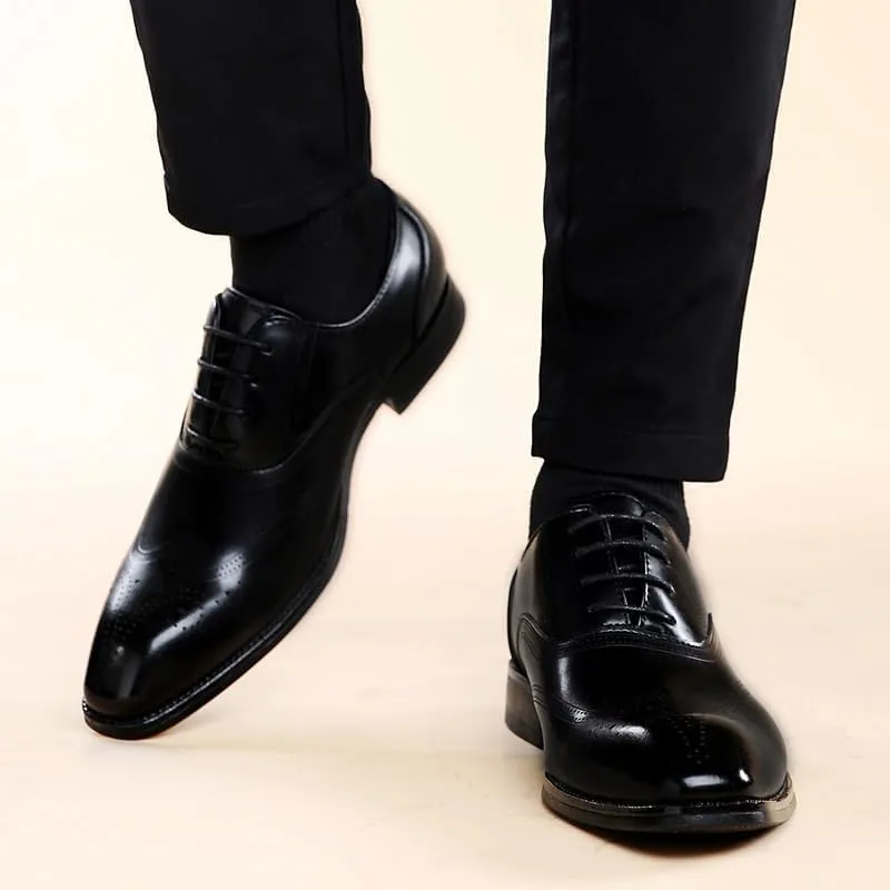 Mens Classic Formal Oxford Patent Leather Tuxedo Wedding Business Dress Shoes Genuine Leather Pointed Toe Slip On Elegant Comfortable Stylish Formal
