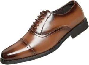 Mens Classic Formal Oxford Shoes, Italian Luxury Patent Leather Tuxedo Wedding Business Dress Shoes Classic Pointed Toe Brogue Non Slip Formal Party