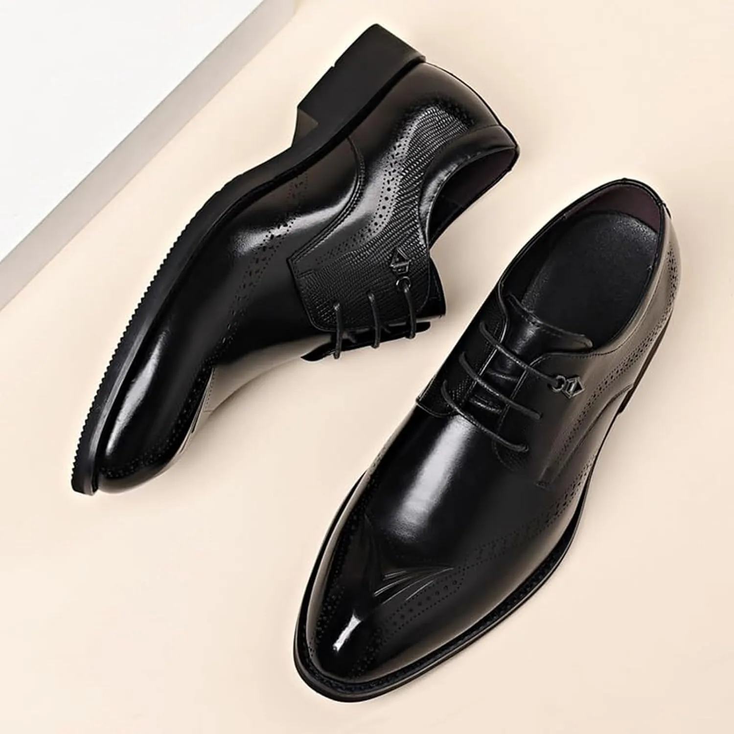 Mens Classic Formal Oxford Shoes Patent Leather Tuxedo Wedding Business Dress Shoes Low Top Comfortable Non Slip Classic Party Formal
