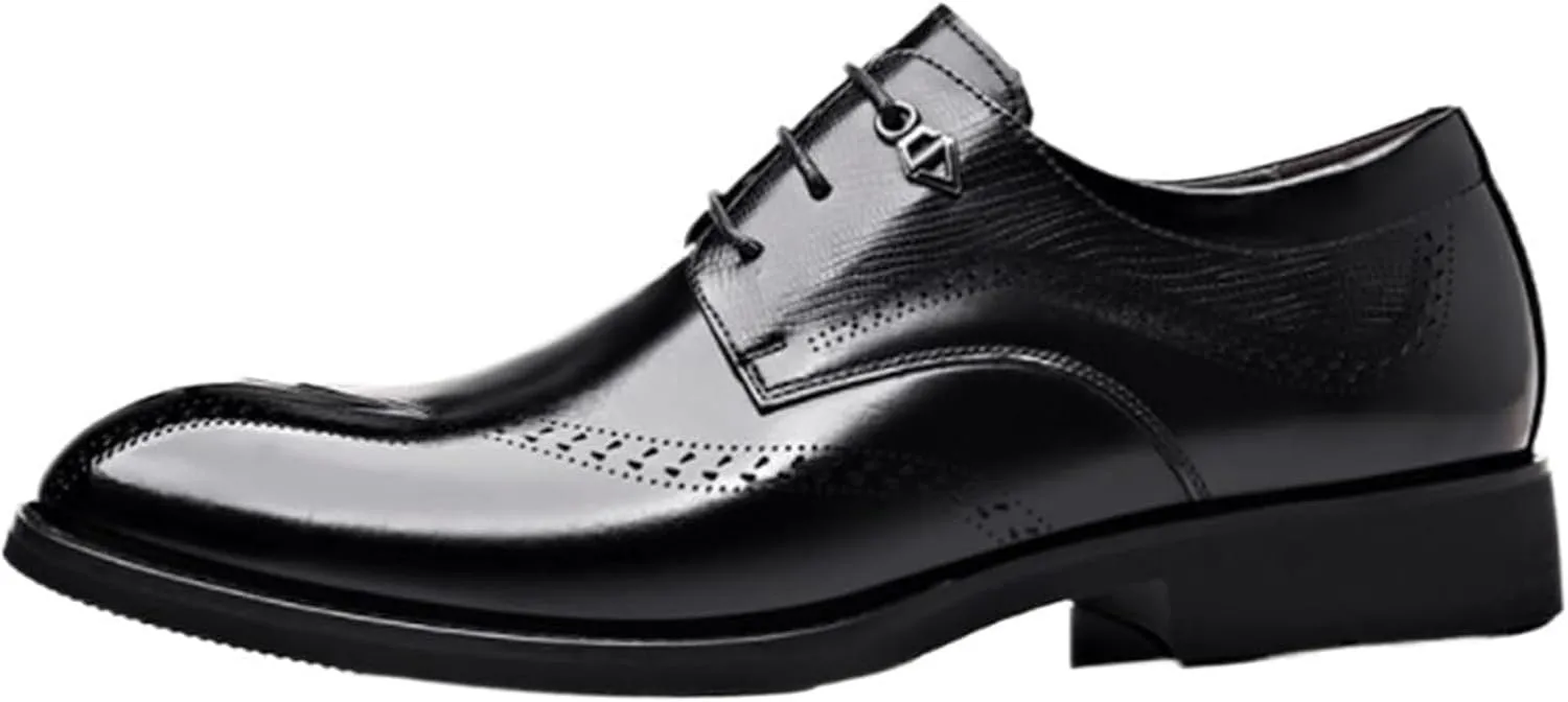 Mens Classic Formal Oxford Shoes Patent Leather Tuxedo Wedding Business Dress Shoes Low Top Comfortable Non Slip Classic Party Formal