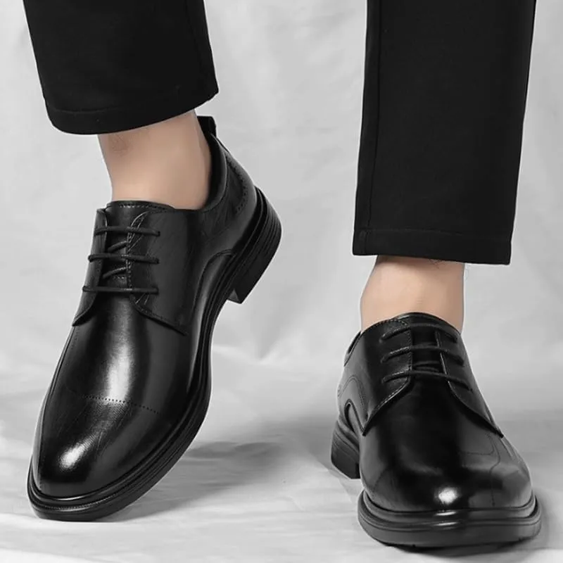 Men's Classic Lace-up Formal Oxfords Classic Round Toe Lug Sole Fashion Business Casual Formal Work Shoes