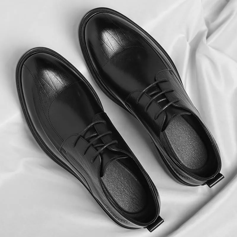 Men's Classic Lace-up Formal Oxfords Classic Round Toe Lug Sole Fashion Business Casual Formal Work Shoes