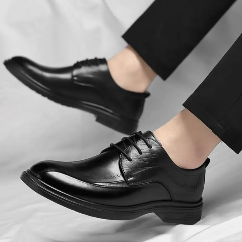 Men's Classic Lace-up Formal Oxfords Classic Round Toe Lug Sole Fashion Business Casual Formal Work Shoes