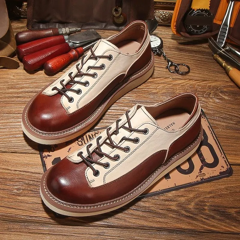 Men's Classic Lace-up Formal Oxfords Comfortable Cowhide Soles Walking Shoes for Formal Business Office Church