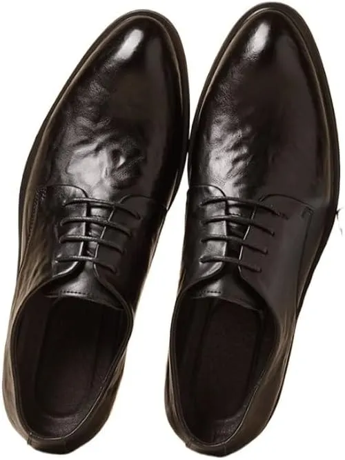 Men's Classic Lace-up Formal Oxfords Slip On Pointed Toe Classic Formal Business Shoes Mens Genuine Leather Dress Shoes
