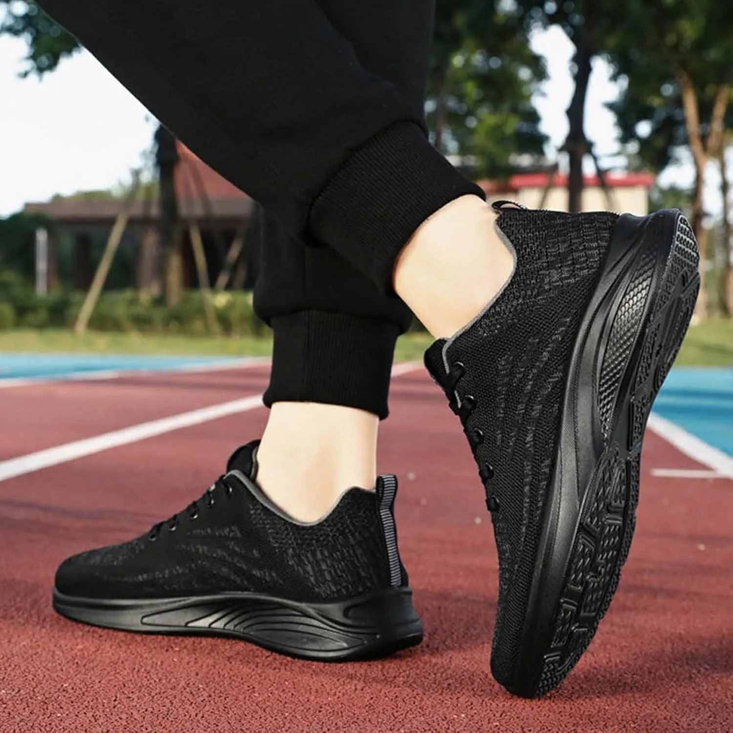 Men's Comfortable Stretch Workout Shoes Lace Up Comfortable Light-Weight Shoe Breathable Diabetic Shoes for Men