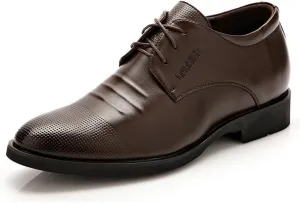 Men's Elevator Shoes 2" Taller Lace up Faux Leather Formal Oxford Dress Footwear Removable Invisible Height Increasing Insole Formal Men