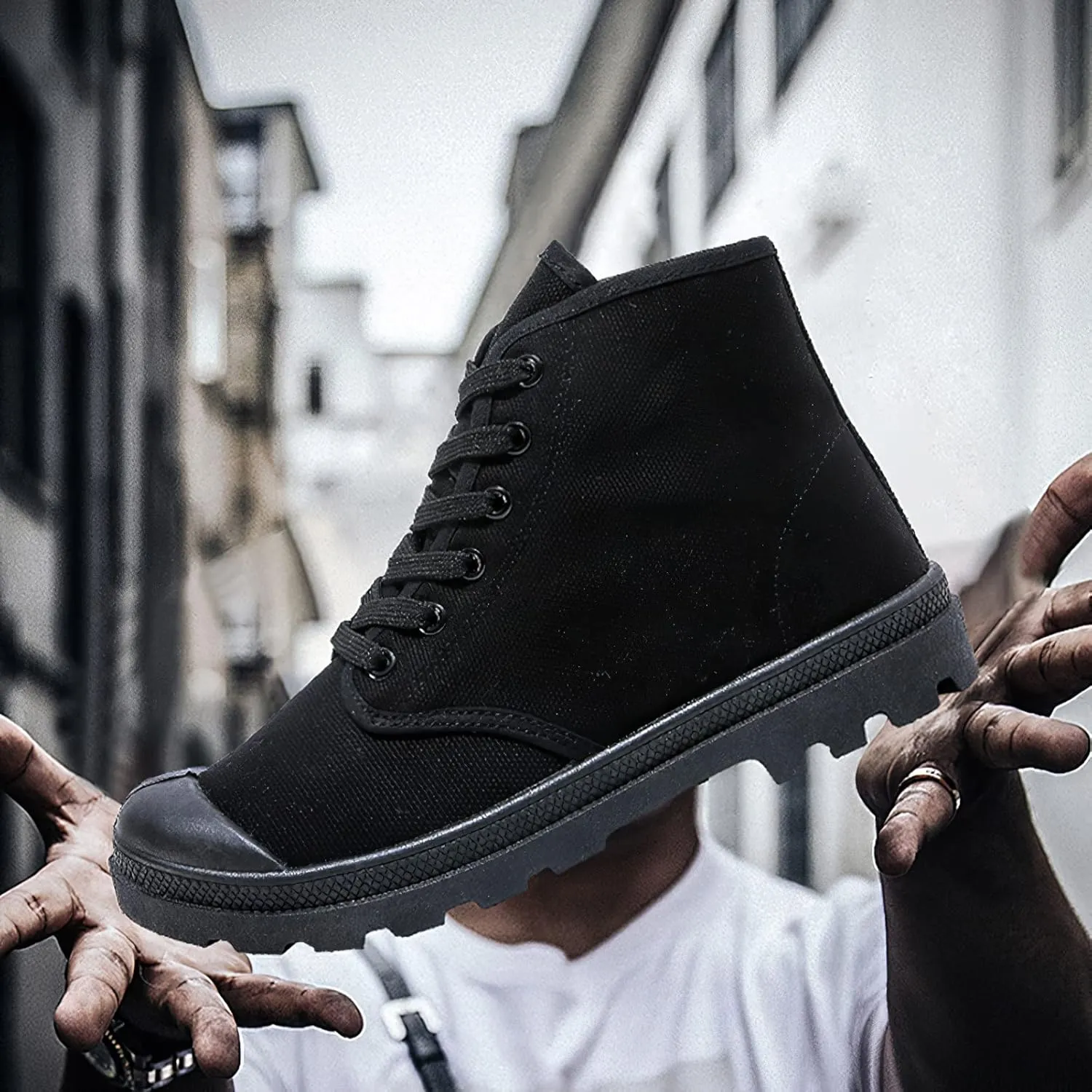 Men's Fashion Ankle High/Mid Calf Desert Boots Lace-Up Outdoor Canvas Shoes