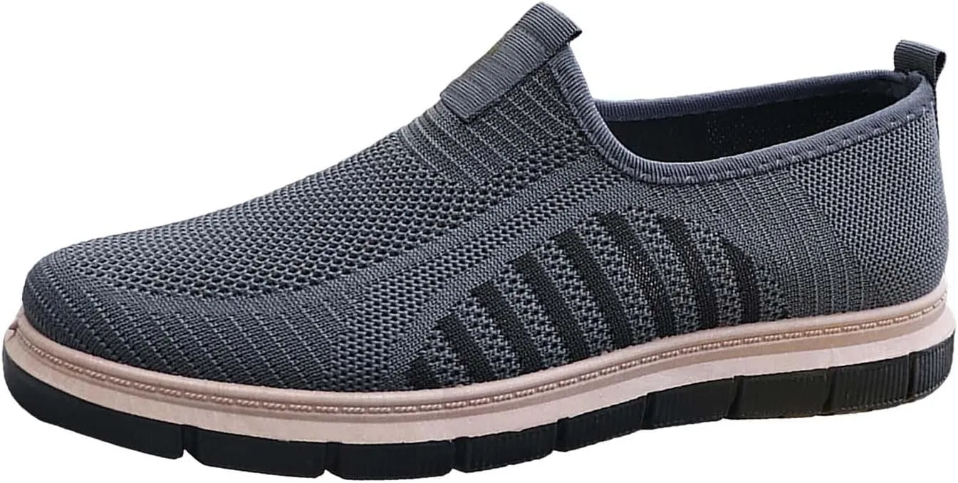 Mens Flat Sneakers Solid Color Casual Breathable Soft Slip-on Walking Running Shoes Comfortable Tennis Shoes Non Slip Summer Spring Mens Sneakers