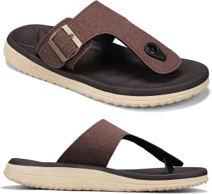 Mens Flip Flops Arch Support Sandals with Adjustable Buckle Straps Thick Athletic Cushion Sport Slides for Man Non-Slip Mens Beach Slipper Lightweight & Soft Comfort Fit