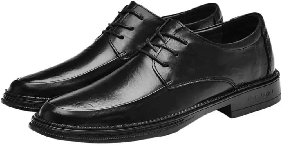 Mens Formal Shoes Fashion Lace Up Business Breathable Calfskin Leather Business Tuxedo Wedding Non Slip Low Top Anti-Slip Formal