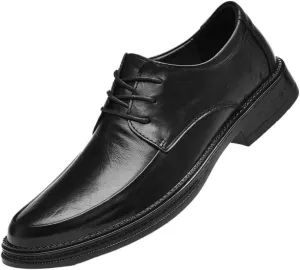 Mens Formal Shoes Fashion Lace Up Business Breathable Calfskin Leather Business Tuxedo Wedding Non Slip Low Top Anti-Slip Formal