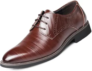 Men's Genuine Leather Dress Shoes Comfortable Lace Up Monk Strap Loafers Classic Formal Business Shoes Round Toe Elegant Formal
