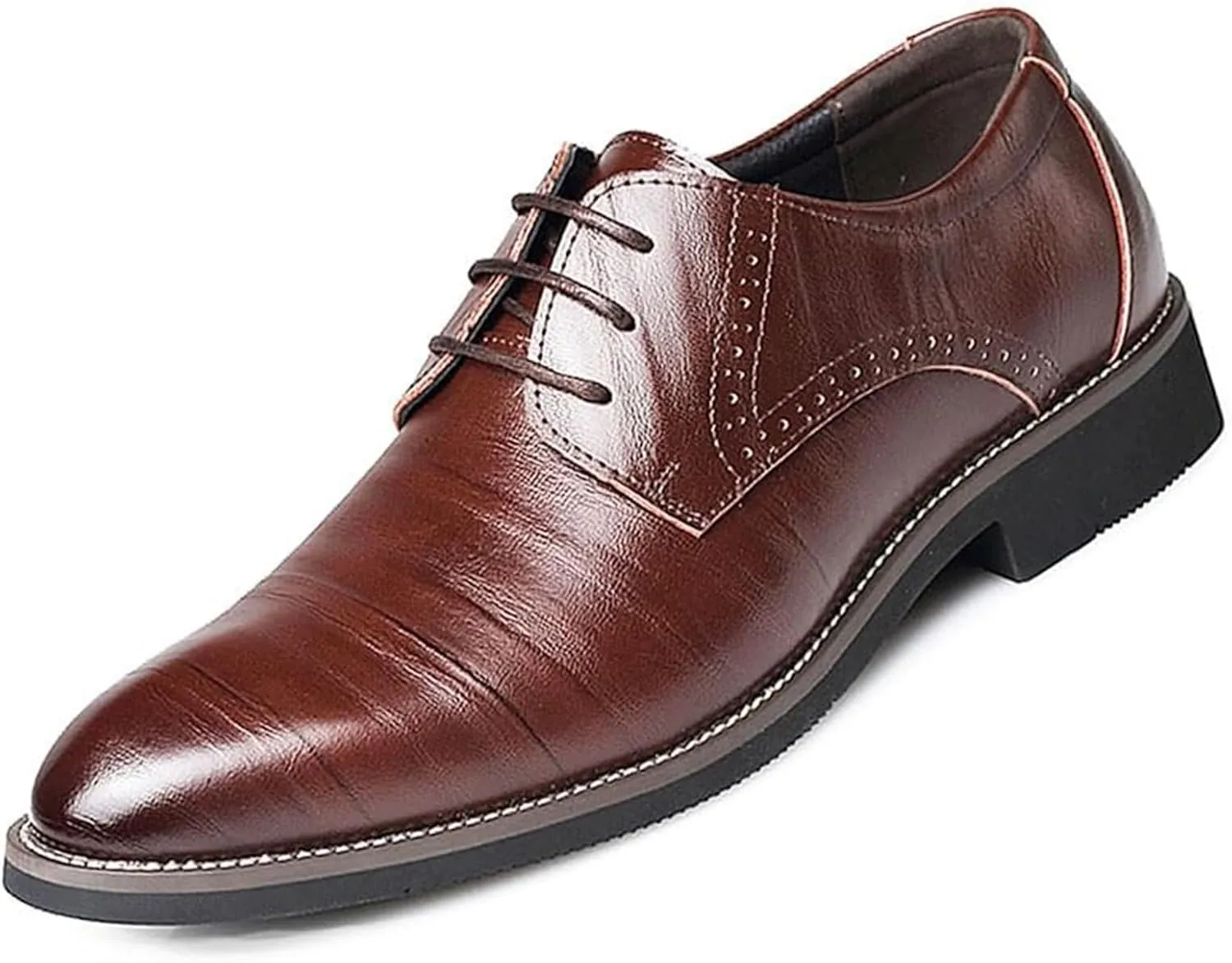 Men's Genuine Leather Dress Shoes Comfortable Lace Up Monk Strap Loafers Classic Formal Business Shoes Round Toe Elegant Formal