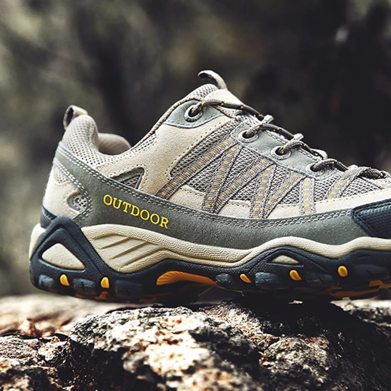 Mens Hiking Shoes Outdoor Walking Travel Sneakers Anti-Slip Low Top Soft Bottom Trail Running Trainers