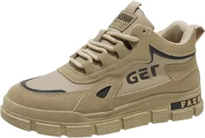 Mens Hiking Sneakers Solid Color Lace-up Casual Breathable Soft Walking Running Shoes Comfortable Tennis Shoes Non Slip Summer Spring Mens Sneakers