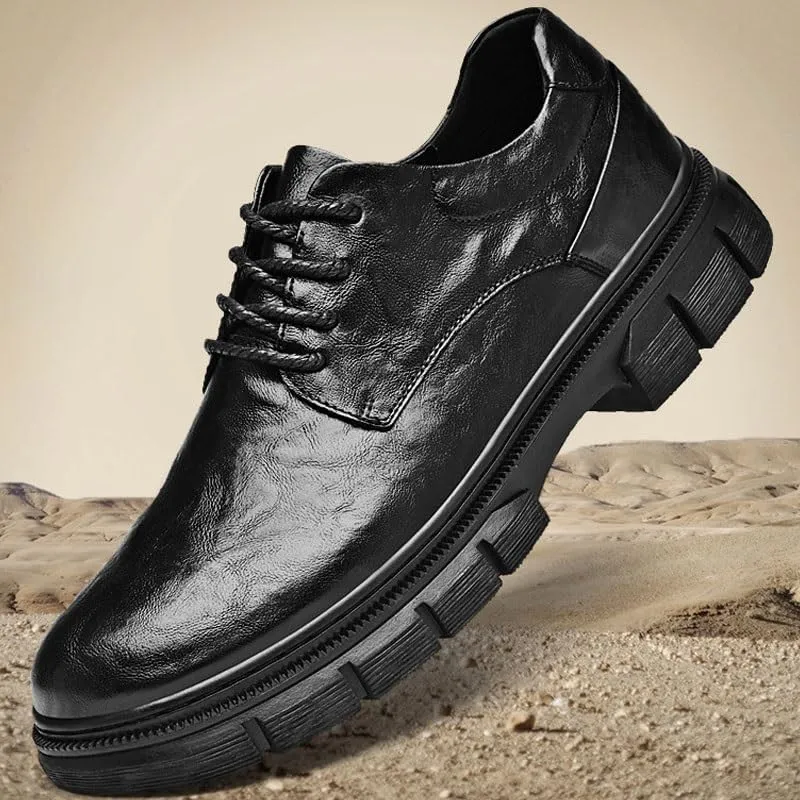 Men's Leather Formal Business Oxford Dress Shoes Lace-Up Anti-Slip Formal Duty Work Shoes