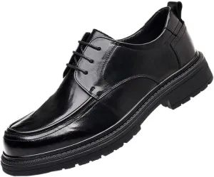 Men's Leather Platform Formal Derby Shoes Formal Oxford Slip On Dress Shoes Flat Penny Shoes for Dating Business Party