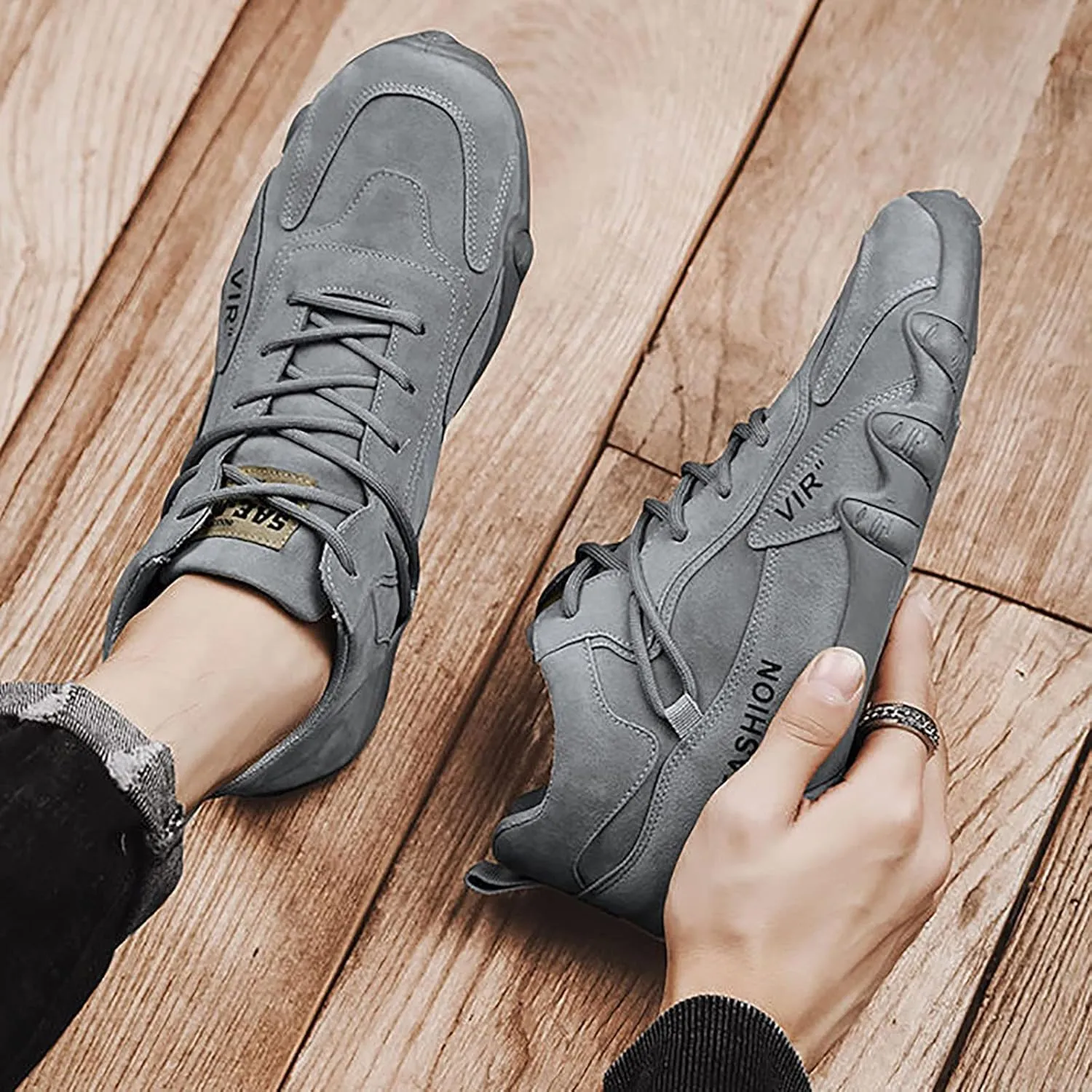 Men's Lightweight Non Slip Barefoot Shoes Lace Up Comfortable Light-Weight Shoe Men's Comfortable Canvas Shoes