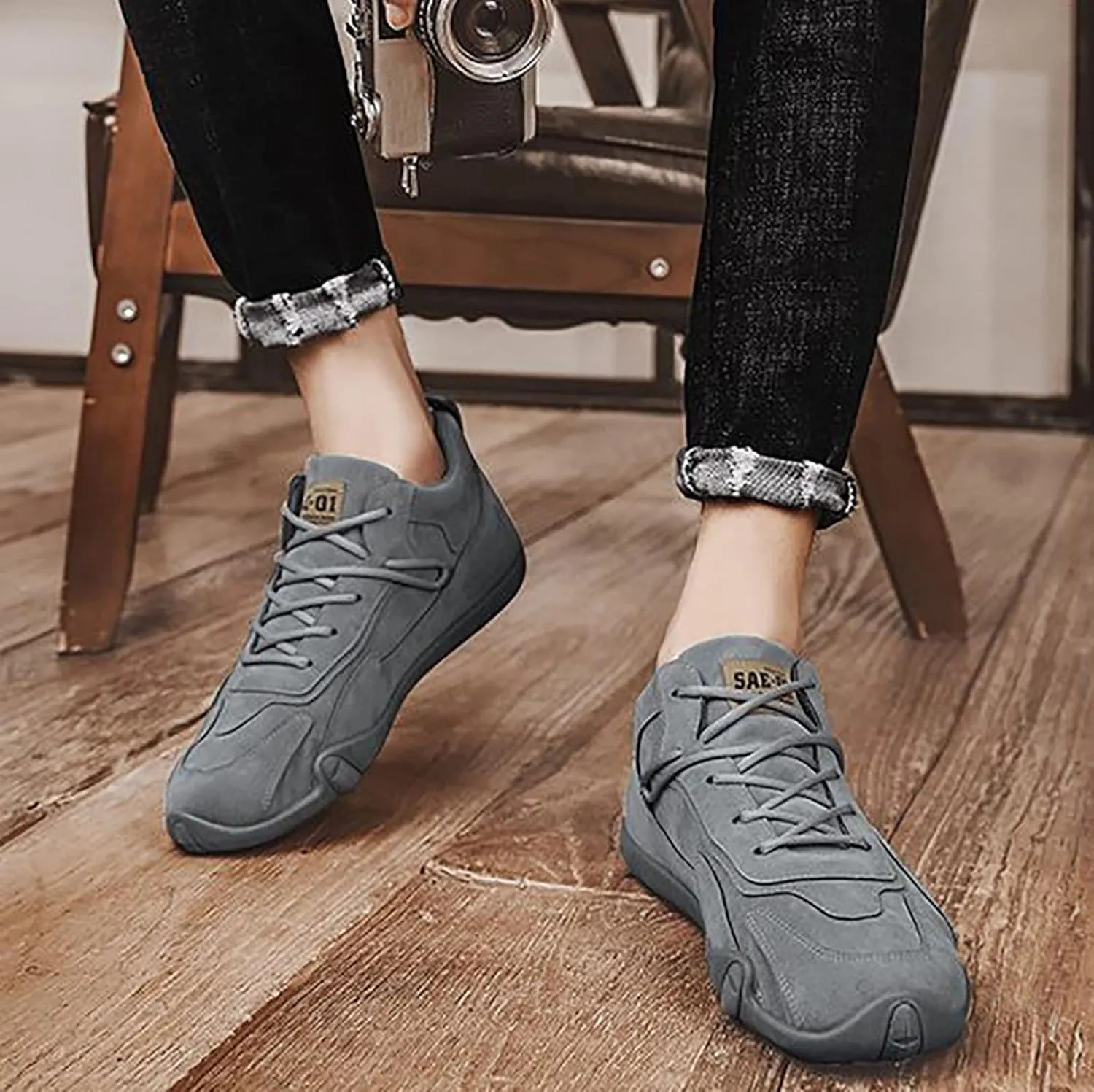 Men's Lightweight Non Slip Barefoot Shoes Lace Up Comfortable Light-Weight Shoe Men's Comfortable Canvas Shoes
