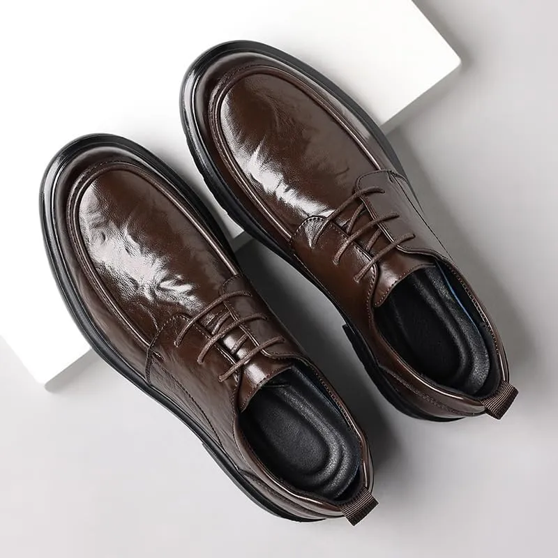 Mens Loafers Elegant Classic Lace-up Formal Oxford Shoes Modern Leather Business Casual Scale Pattern Comfort Formal Shoes Pointed Toe