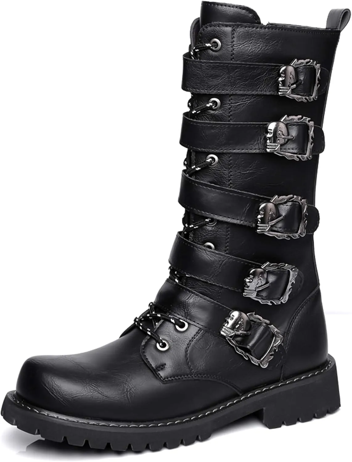 Men's Motorcycle Boots Black Tall Boots Waterproof Leather Motorcycle Riding Boots Men's Black Motorcycle Boots